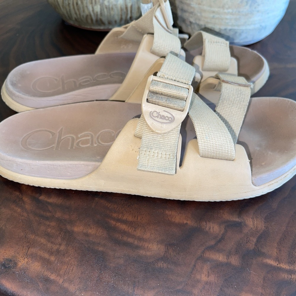 CHACO Chillos Beige Adjustable Strap Sandals Slides Size 9